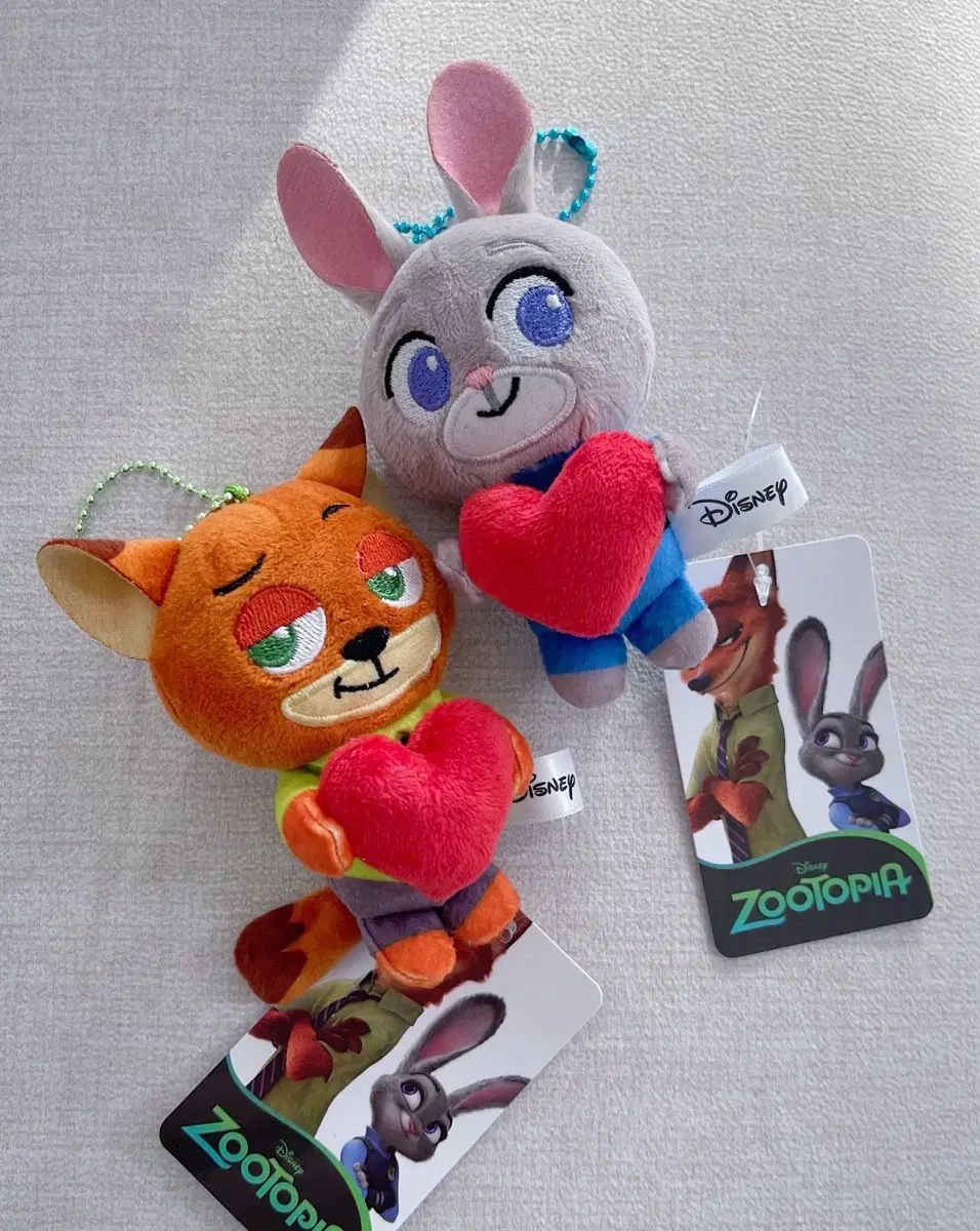 ズートピア ニック ジュディ ハート ミニ キーチェーン ぬいぐるみ