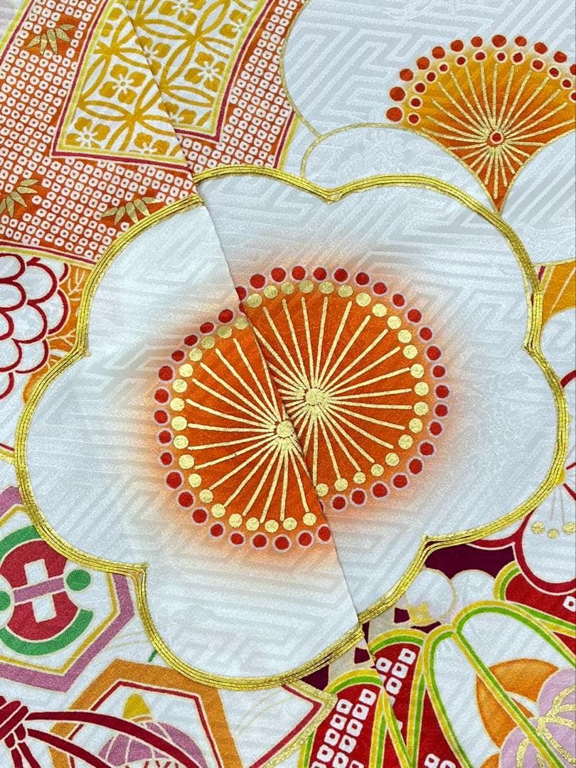 振袖 仮絵羽 金駒 金彩 紋意匠 正絹 未仕立て品 八掛付き MOK884