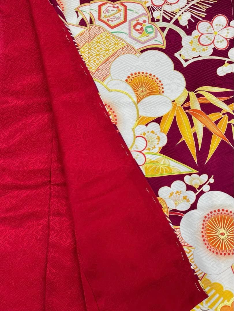 振袖 仮絵羽 金駒 金彩 紋意匠 正絹 未仕立て品 八掛付き MOK884