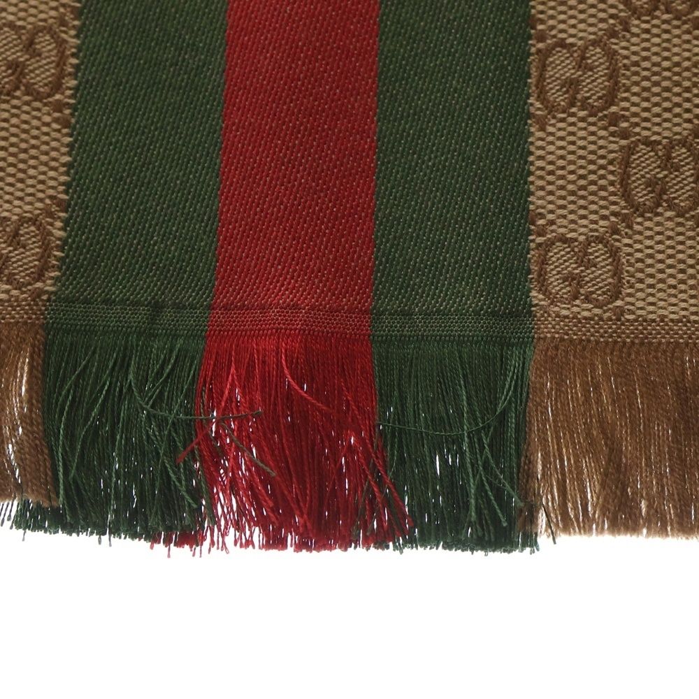 GUCCI /グッチ シェリーライン ウール マフラー 赤×グリーン GUCCI