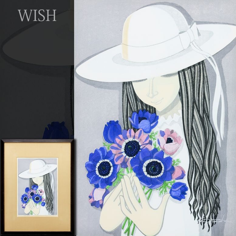 真作】【WISH】池田修三「あねもね」木版画 8号大 1979年作 直筆サイン