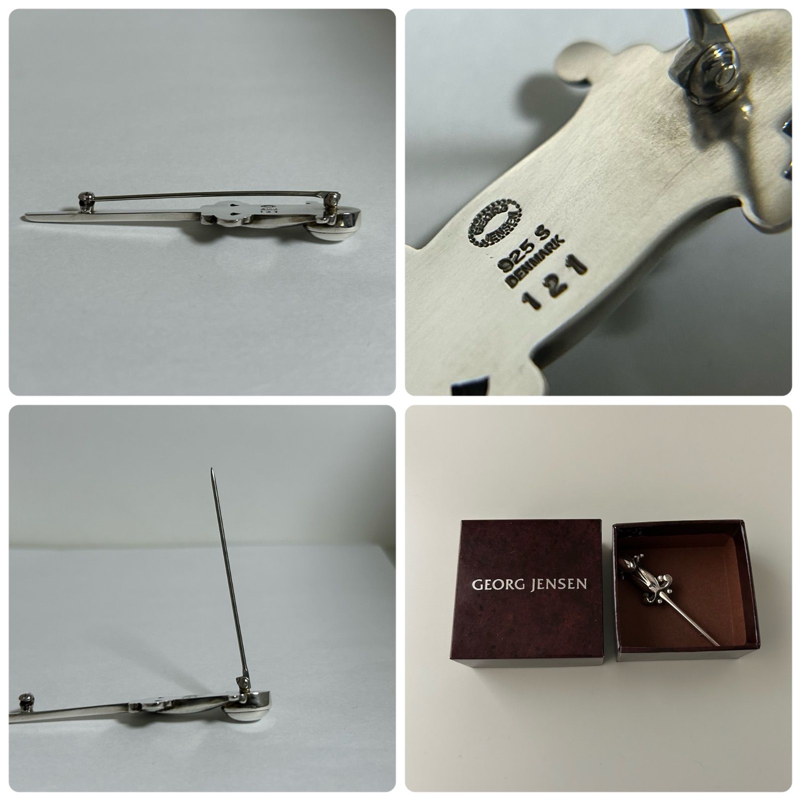 ジョージジェンセン 121 ブローチ AG925 デンマーク製 Georg Jensen