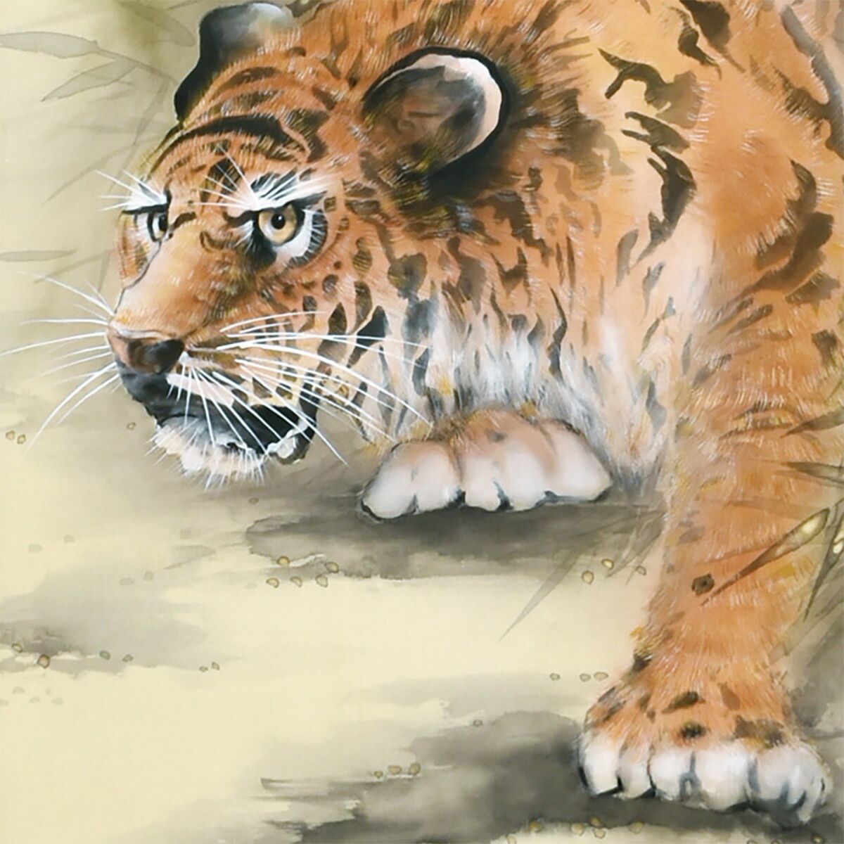 手描き 掛け軸 「猛虎の図」金武春陽 尺五立 幅54.5×丈190cm 太巻桐箱