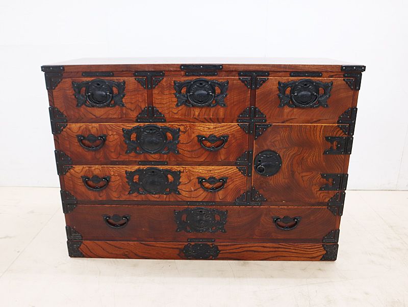 ◇岩谷堂箪笥◇ 民芸家具 四尺 白鳥 整理箪笥 横長箪笥 中型タンス/和