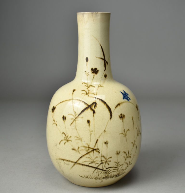 蔵A5997】古美術 古清水 秋草図花瓶 江戸時代 - メルカリ