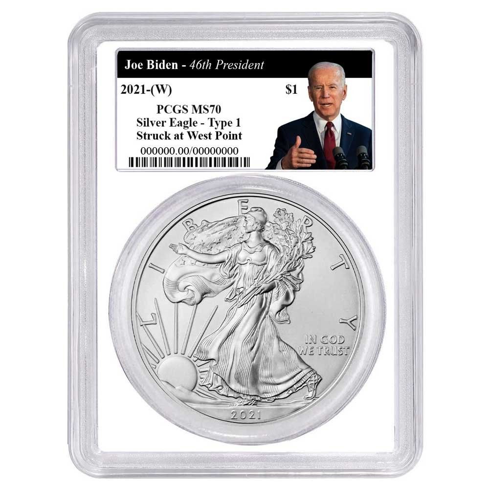 2021年 (W) $1 タイプ1 アメリカンシルバーイーグル PCGS MS70