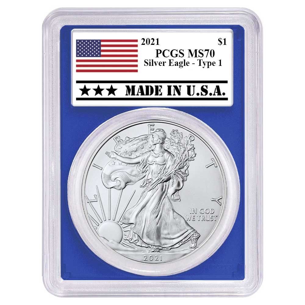 2021年 1ドル タイプ1 アメリカン シルバー イーグル PCGS MS70 A