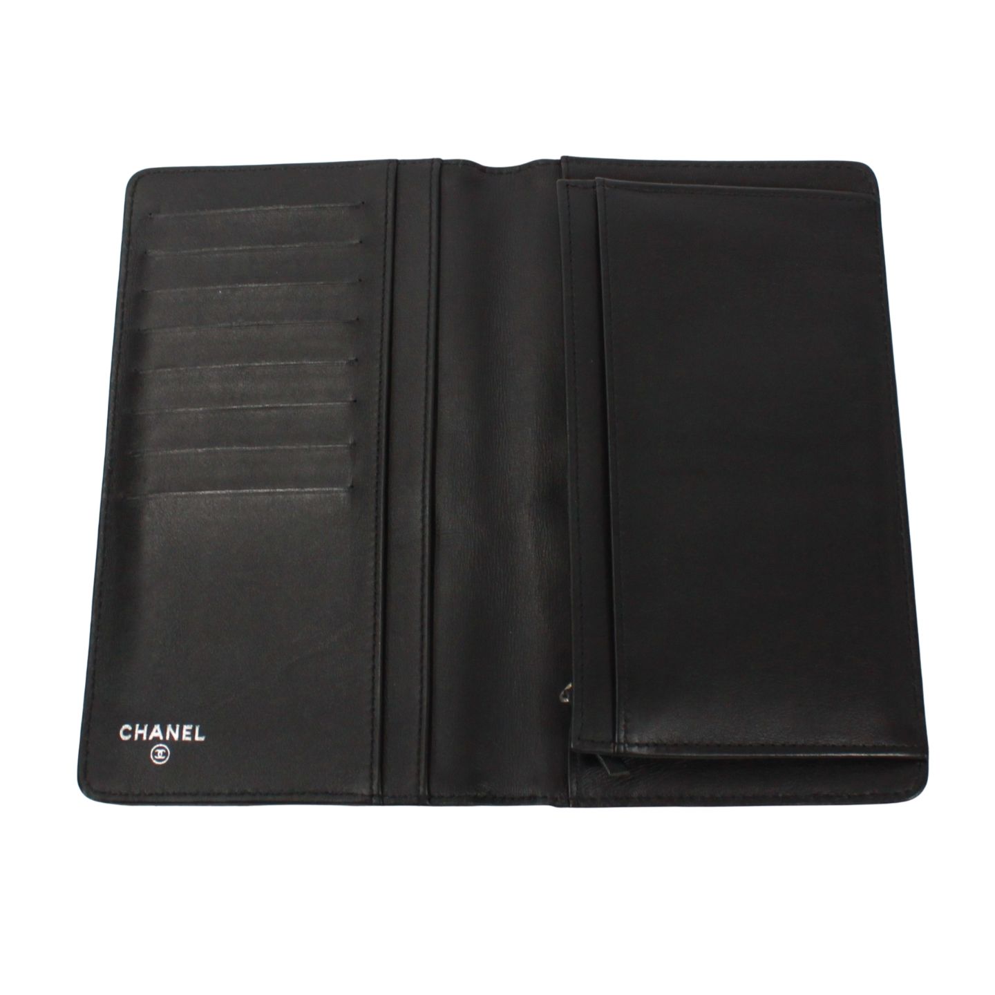 CHANEL ビコローレ 二つ折り財布 レザー ブラック 財布 シルバー