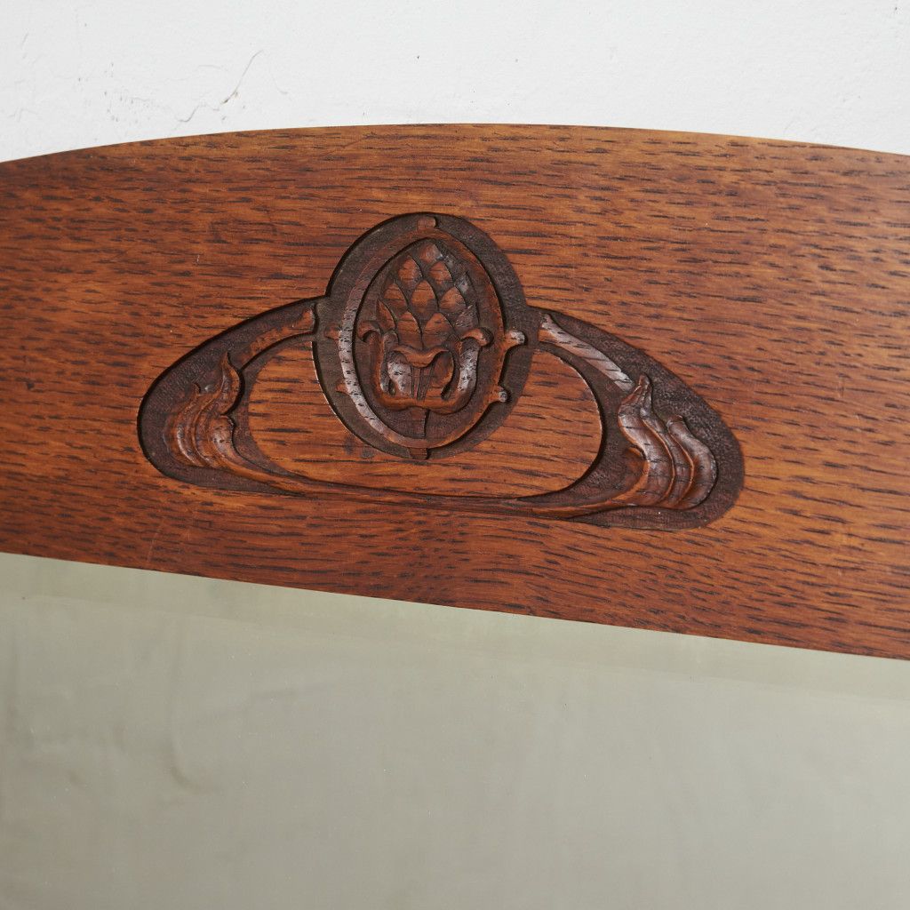 英国 アンティーク オーバーマントル ミラー 木彫刻 アーツ アンド