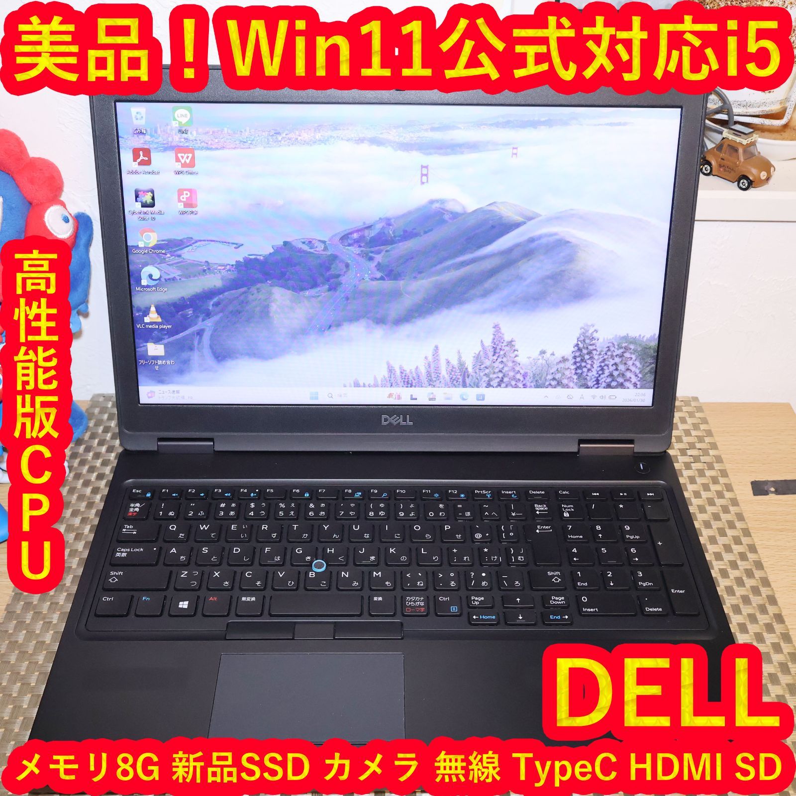 美品！Win11公式対応Corei5/メ8/新品SSD/カメラ/無線/TypeC - メルカリ