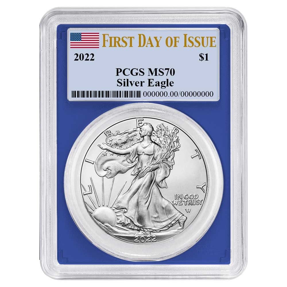 2022年 1ドル アメリカン シルバー イーグル PCGS MS70 FDOI 旗ラベル