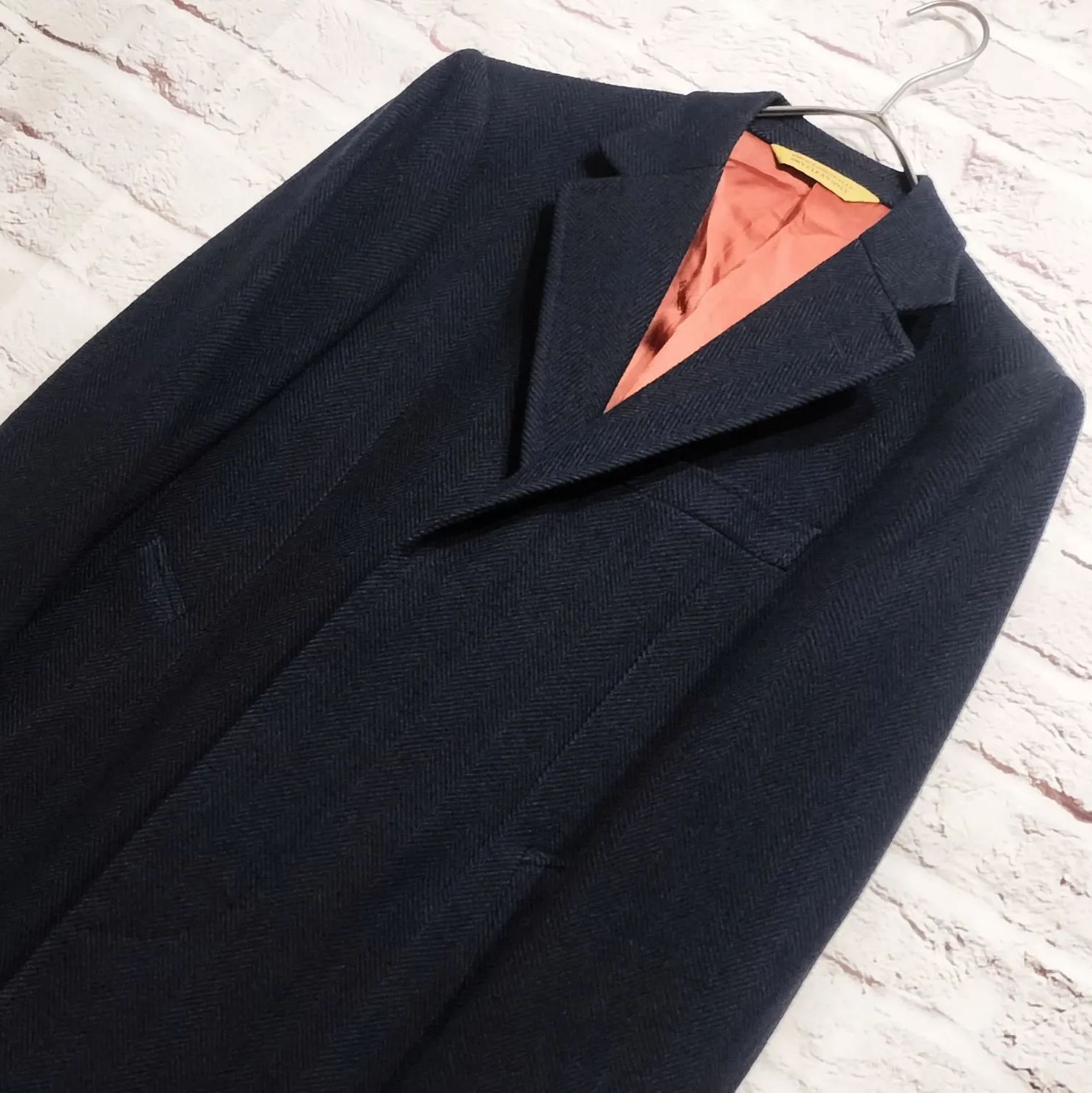 日本製】美品 Paul Stuart カシミヤ混 ヘリンボーン チェスターコート