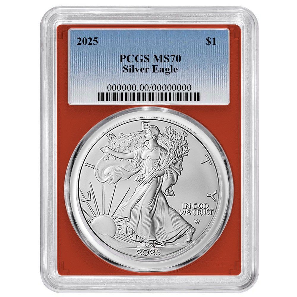 2025年 1ドル アメリカン シルバー イーグル PCGS MS70 ブルーラベル