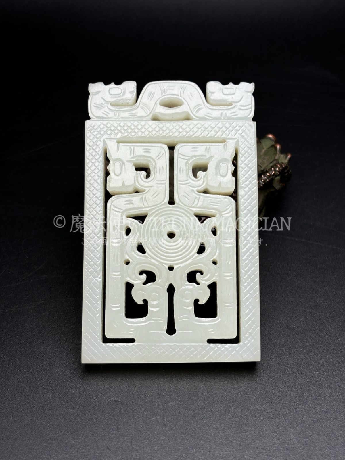 旧家蔵出し 和田玉細密彫 羊脂白玉 龍鳳呈祥紋 玉珮 彫刻 根付 裝身具