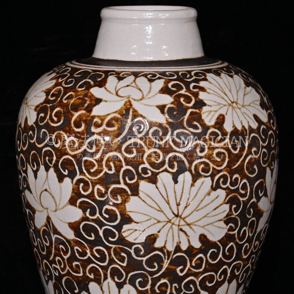 旧家蔵出し 宋 吉州窯 花卉紋 梅瓶一對 古陶瓷器 陶芸 造型精美 古美術