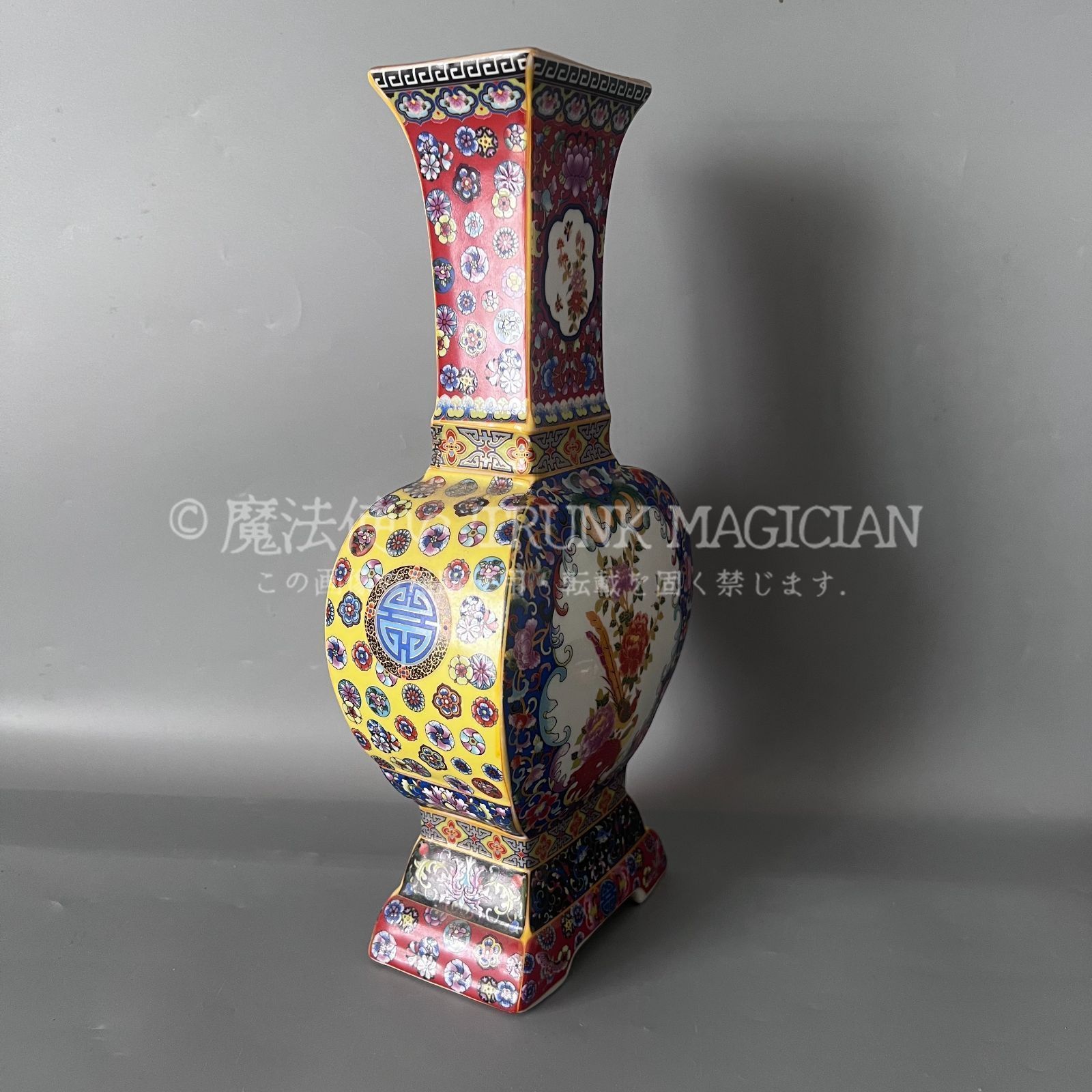 旧家蔵出し 雍正年製款 琺瑯彩 七寶燒 花鳥紋 花瓶 花器 供養品 古美術