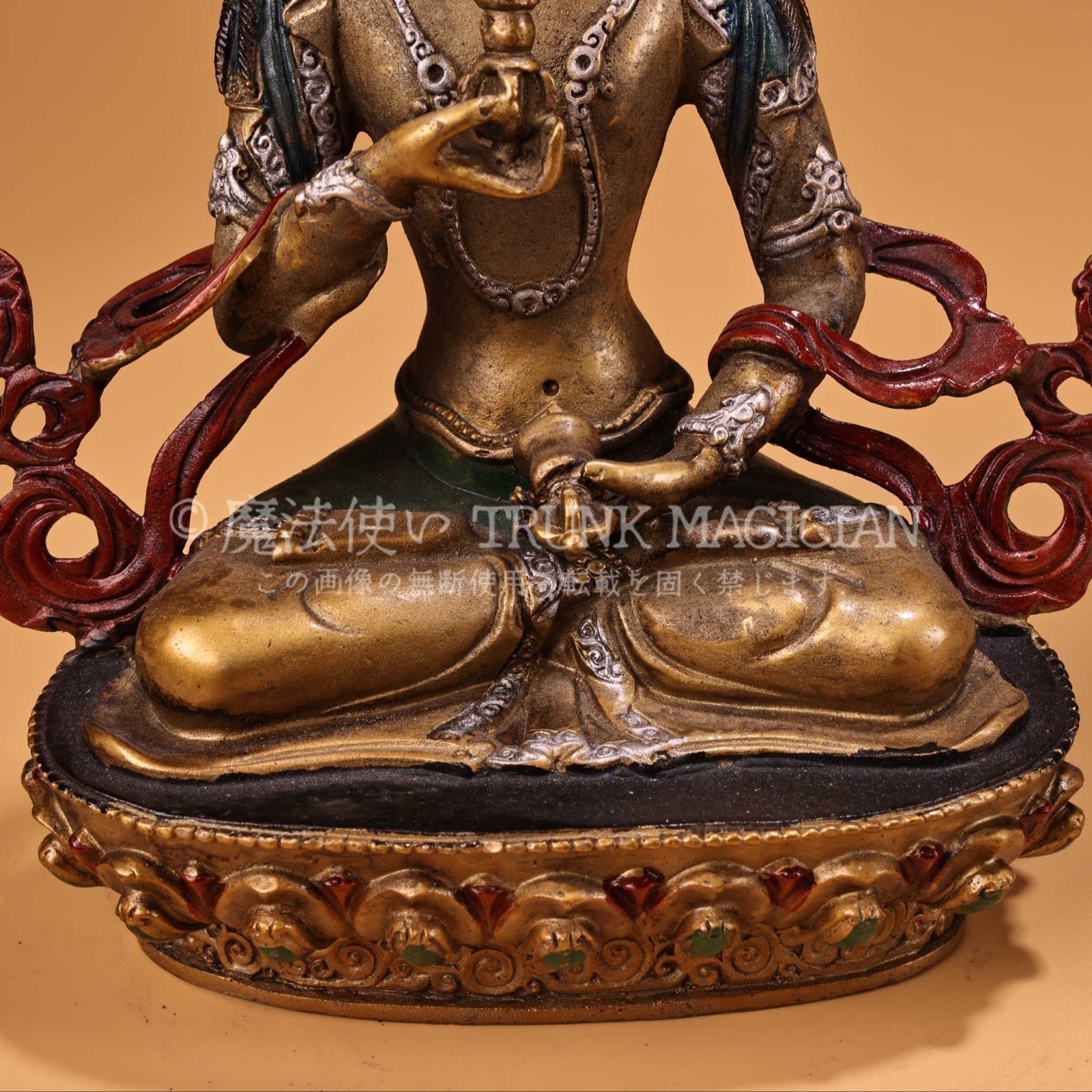 旧家蔵出し 銅製 浮彫 鏨刻 描金 彩繪 金剛薩錘菩薩像 仏像 密宗密教