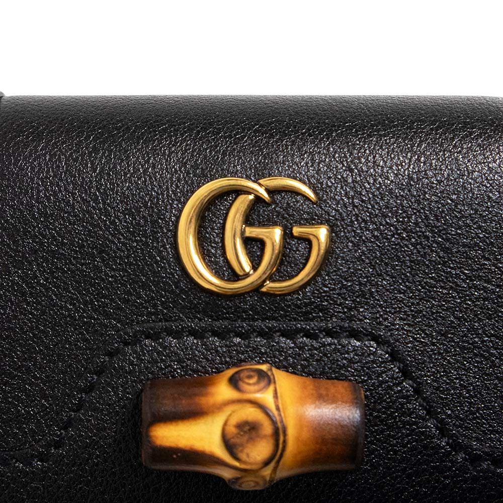 グッチ 658636 GGマーモント ダブルG バンブー レザー ブラック 6連
