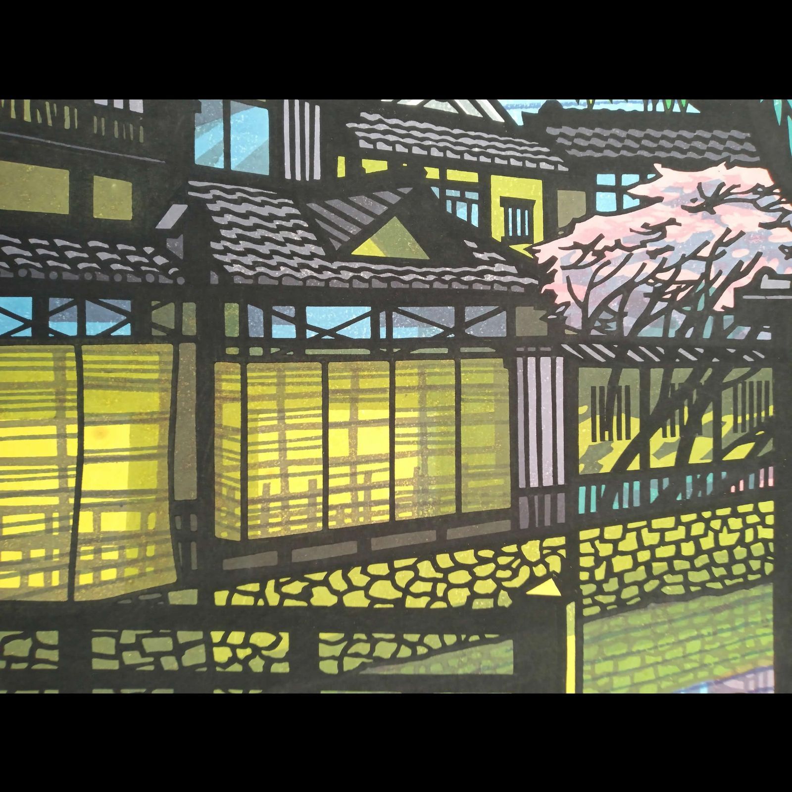 真作：クリフトン・カーフ 木版画「SHIRAKAWA-SHINBASHI」1986年作