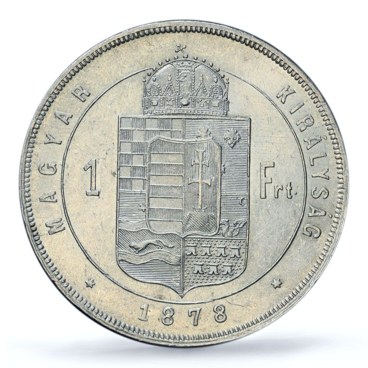 ハンガリー 1 int 通常貨幣 フランツ・ヨーゼフ1世 AU58 PCGS 銀貨