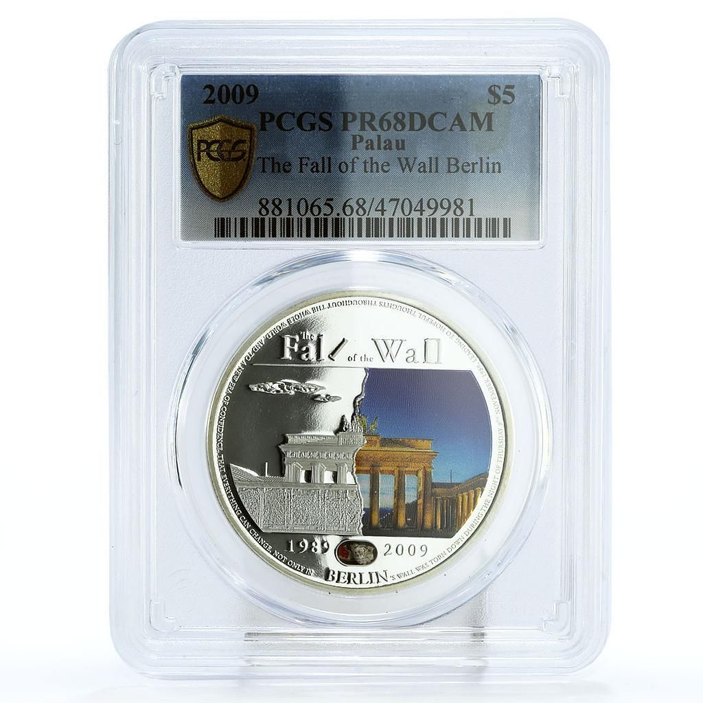 パラオ 5ドル ベルリンの壁崩壊20周年記念 PR68 PCGS 銀貨 2009年