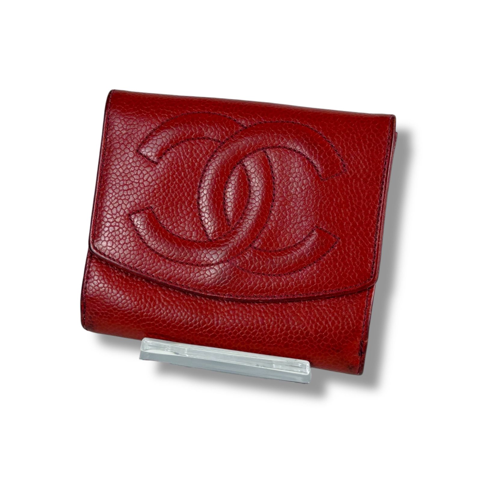 CHANEL シャネル コンパクトウォレット 二つ折り財布 レッド 赤