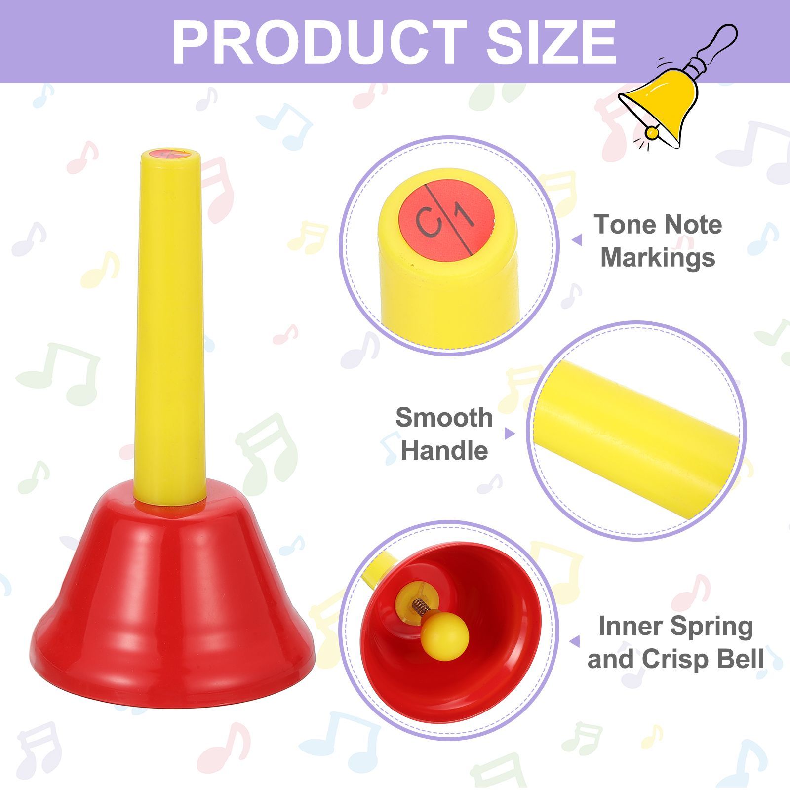 uxcell 1セット ハンドベルセット 8音階ダイアトニックベル カラフルな