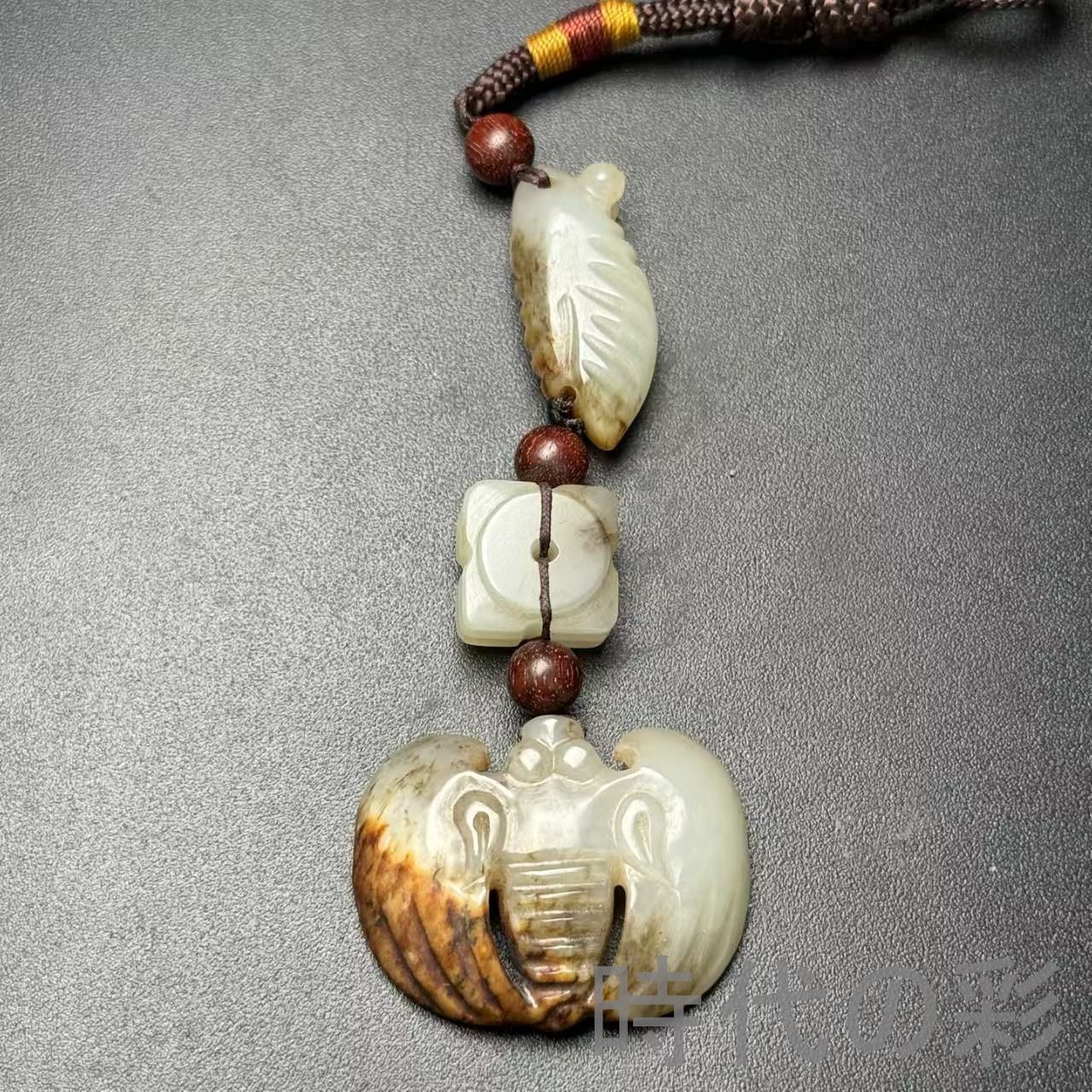 和田古玉 組玉佩 玉蝉 玉琮 蝙蝠 彫刻』中国古美術 唐物 天然石 裝身具