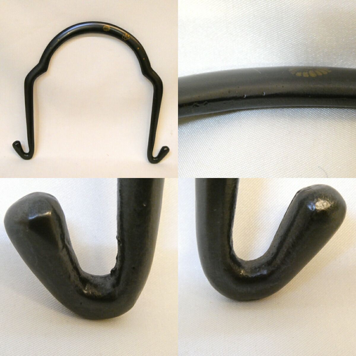 木村清五郎作 菊桐象嵌 釣釜道具 釣手 釜鐶 釜鎖セット 裏千家 吊釜