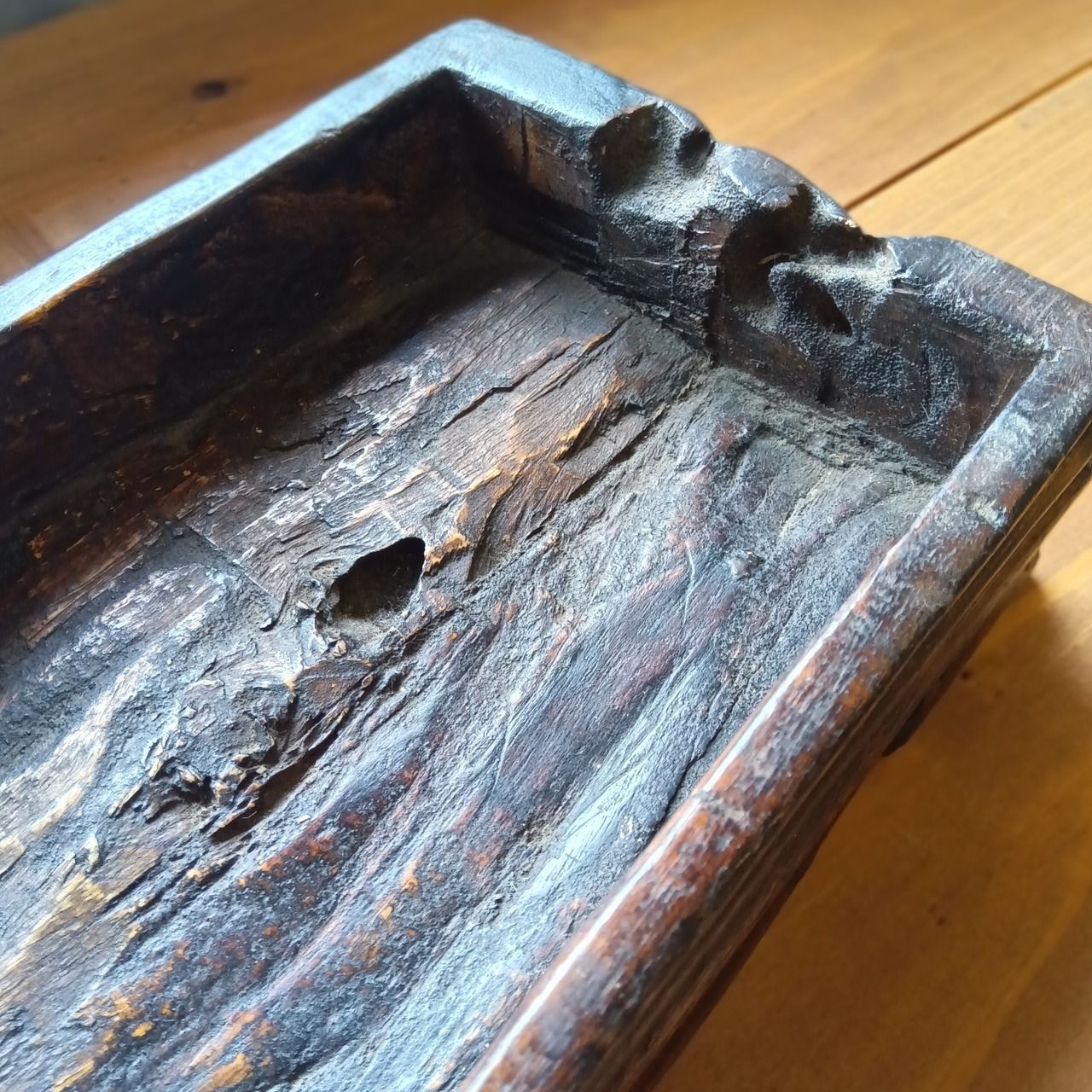 一点物 古材の木製トレイ 卓上ペンケース 鍵置き アクセサリー置き