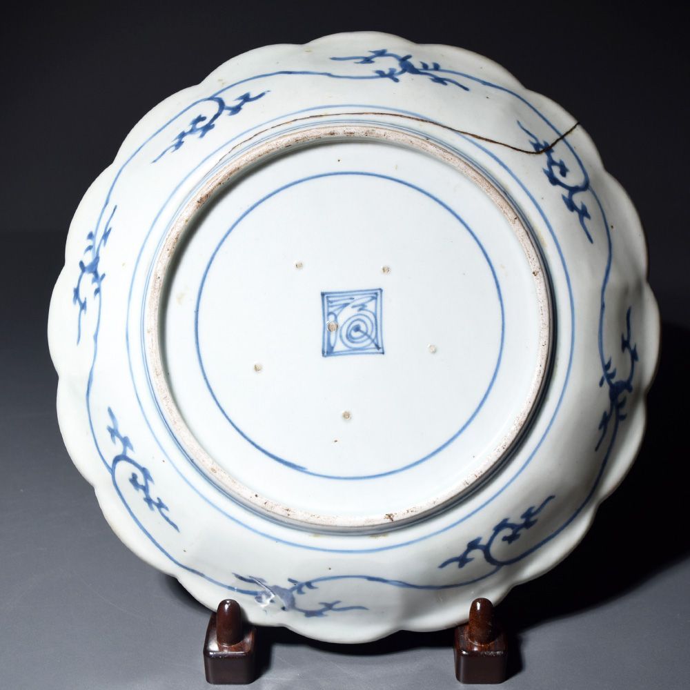 江戸時代 古伊万里 渦福 染錦手菊割皿 皿 中皿 盛り皿 時代物 和食器