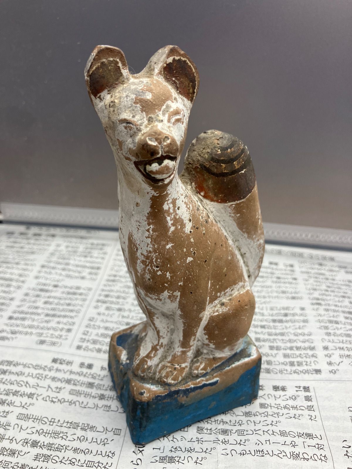 戦前 稲荷狐 土人形 奉納品 お稲荷さん 民藝 古道具 明治大正 昭和初期