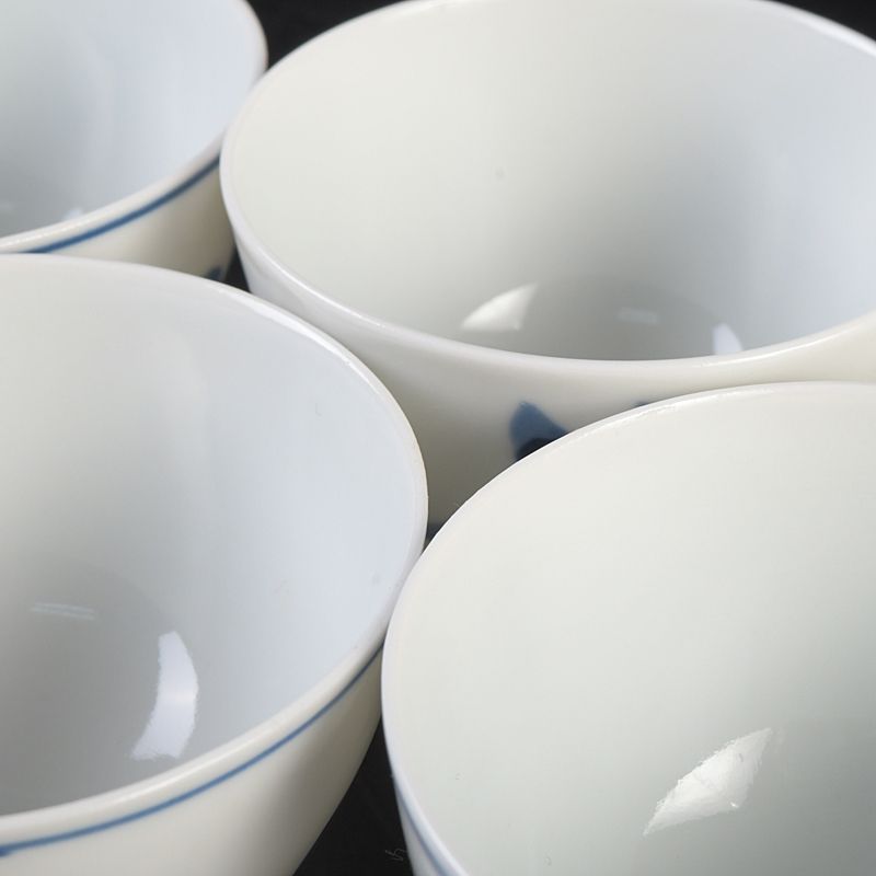 京焼 平安 輝山造 松泉造 染付 漢詩文 煎茶碗 5客まとめて V S671