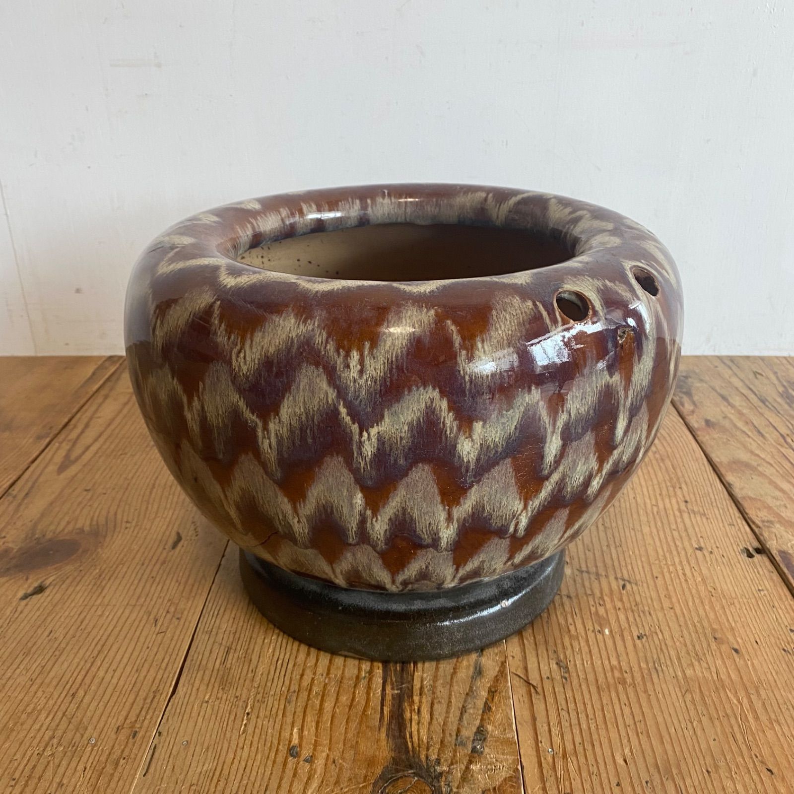 アンティーク 陶器 火鉢 鉢カバー メダカ鉢 睡蓮鉢 植木鉢 y588 - メルカリ