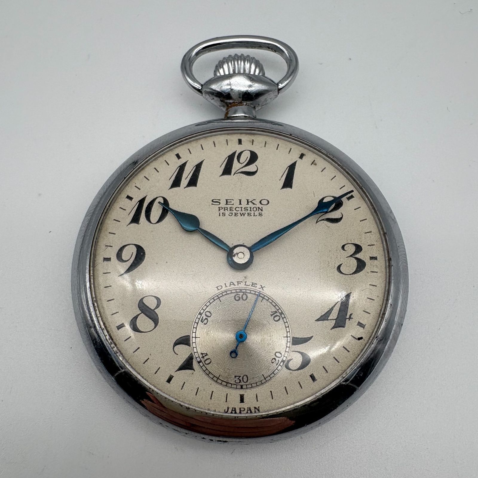 ジャンク】SEIKO PRECISION 15JEWELS 懐中時計 シルバー 白文字盤