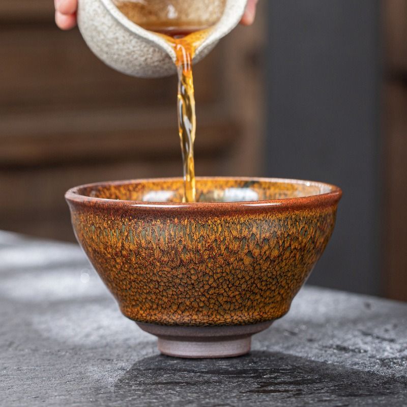 天目茶碗 赤茶 抹茶碗 茶道具 お碗 飴釉 陶器 器 茶器 茶道 作家不明