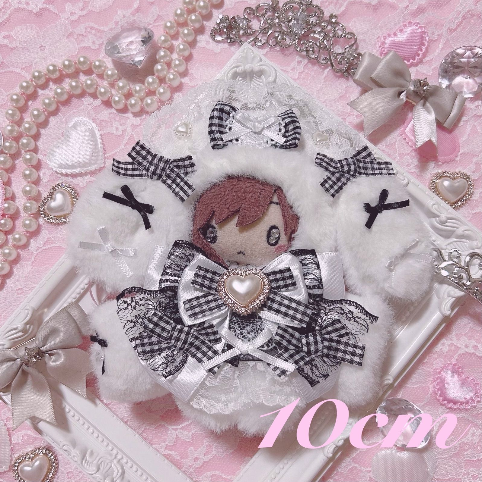 b.43 ぬい服 12cm ちびぐるみ 着ぐるみ おすわり たれみみうさぎセット