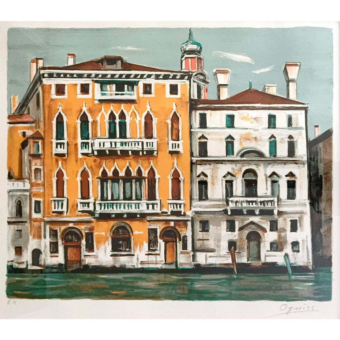 □荻須高徳 【パンとケーキの店】 リトグラフ 直筆サイン エディション