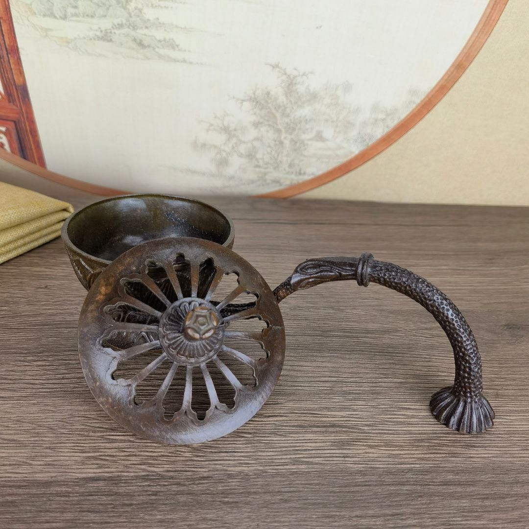 銅製 蘇工蓮華薫香炉 銅香炉 檀香炉 茶台香道具 装飾品 工芸品 置物