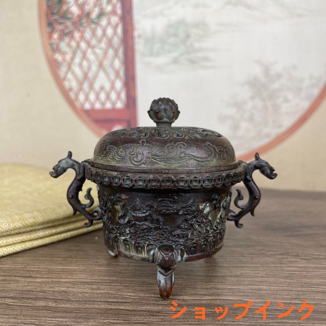 銅製 狐香炉 茶台薫香炉 香道具 工芸品 置物 銅製 狐香炉 茶台薫香炉