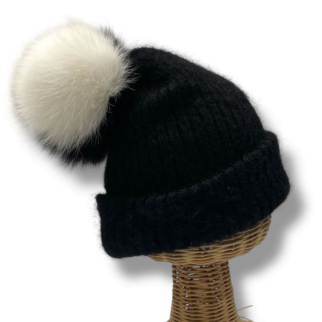 CA4LAカシラ フォックスファー ポンポン ニット帽 モヘア シルク混