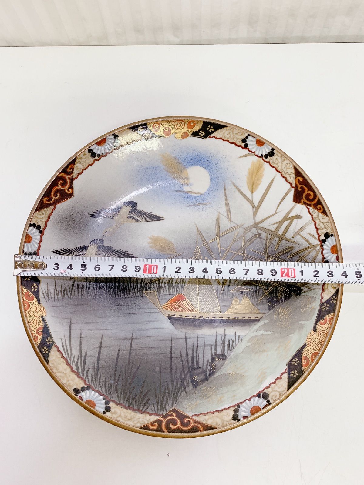 2132 明治時期 九谷焼 加賀亀田製 金彩 赤絵 人物文 皿 5客 時代物