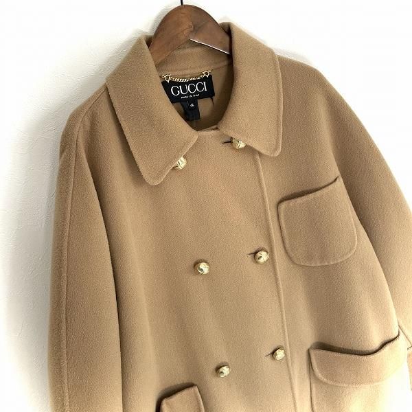 wnc グッチ GUCCI コート 46 キャメル色 金ボタン ヴィンテージ