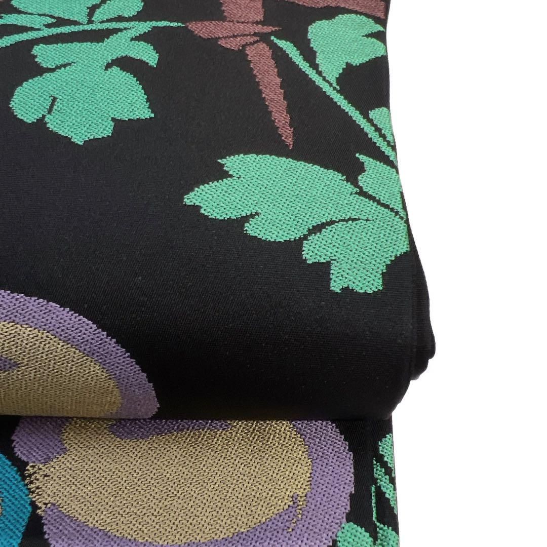 白綾苑大庭 開き名古屋 饅頭菊 垣 黒地 着物 103a d 【公式通販】