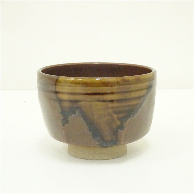 膳所焼 小売業者 岩崎新定造 面取茶碗（共箱） 茶道 抹茶 おしゃれ