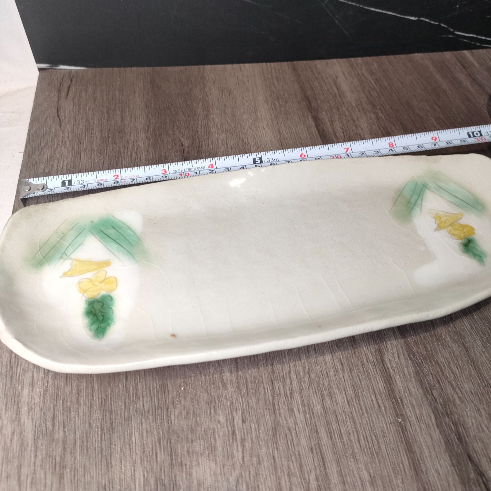 変形皿 角皿 舟形 古九谷 色絵付 鳥 梅 明治 大正 銘 角福