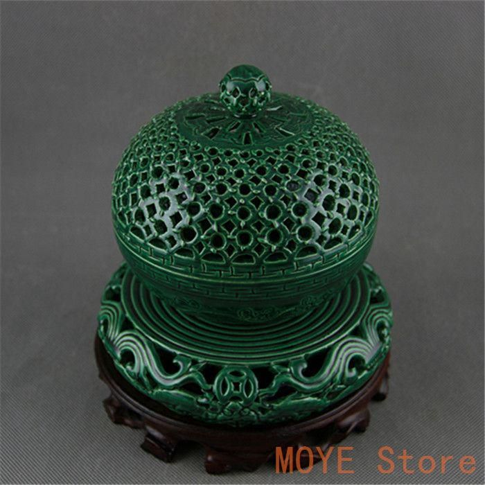 清乾隆緑釉回転式透かし彫り香炉 景徳鎮 陶磁器 装飾品 現代工芸品