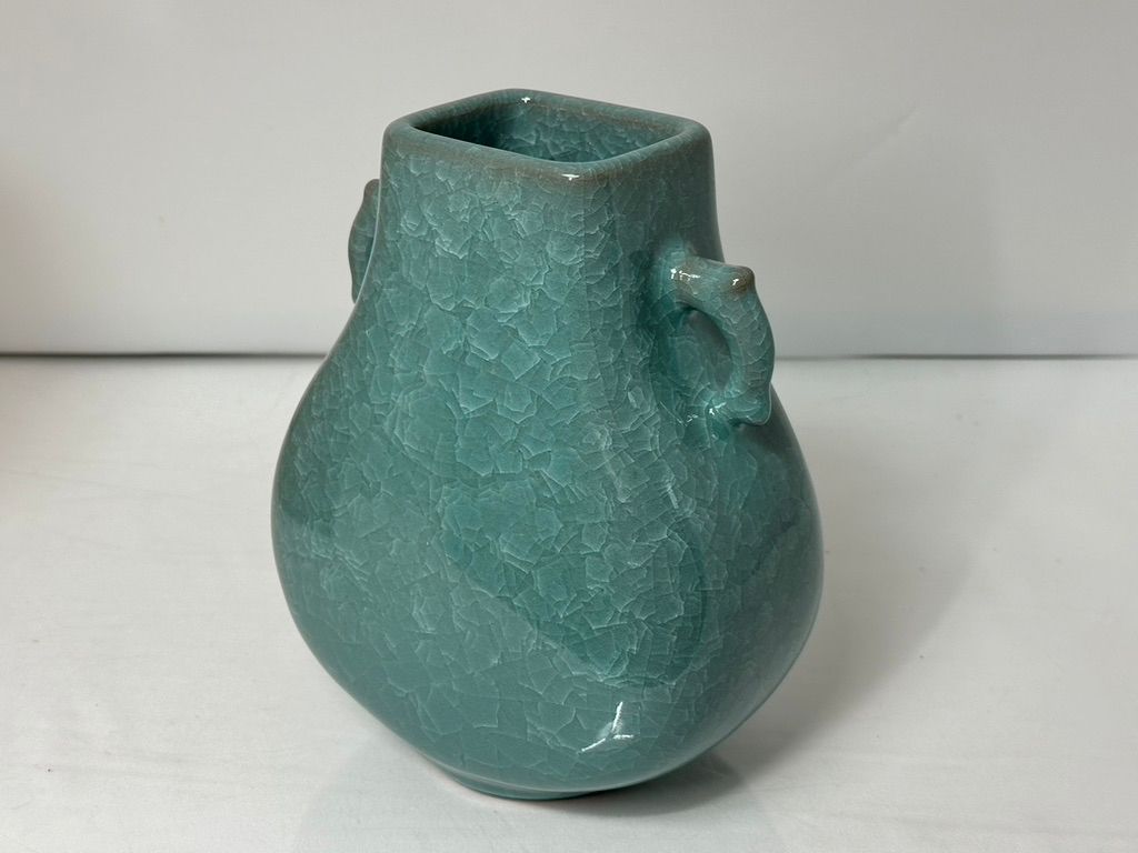 橘吉 たち吉 花生 九重青磁 耳付 花瓶