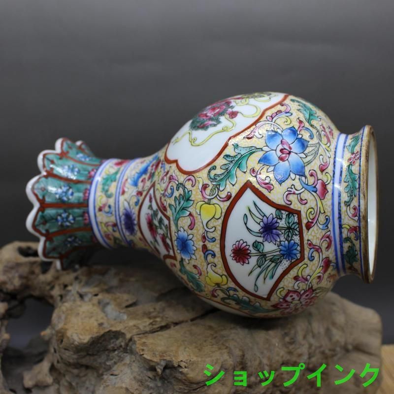 清乾隆琺瑯彩万模様六方挿花器 景徳鎮 陶磁器 装飾品 現代