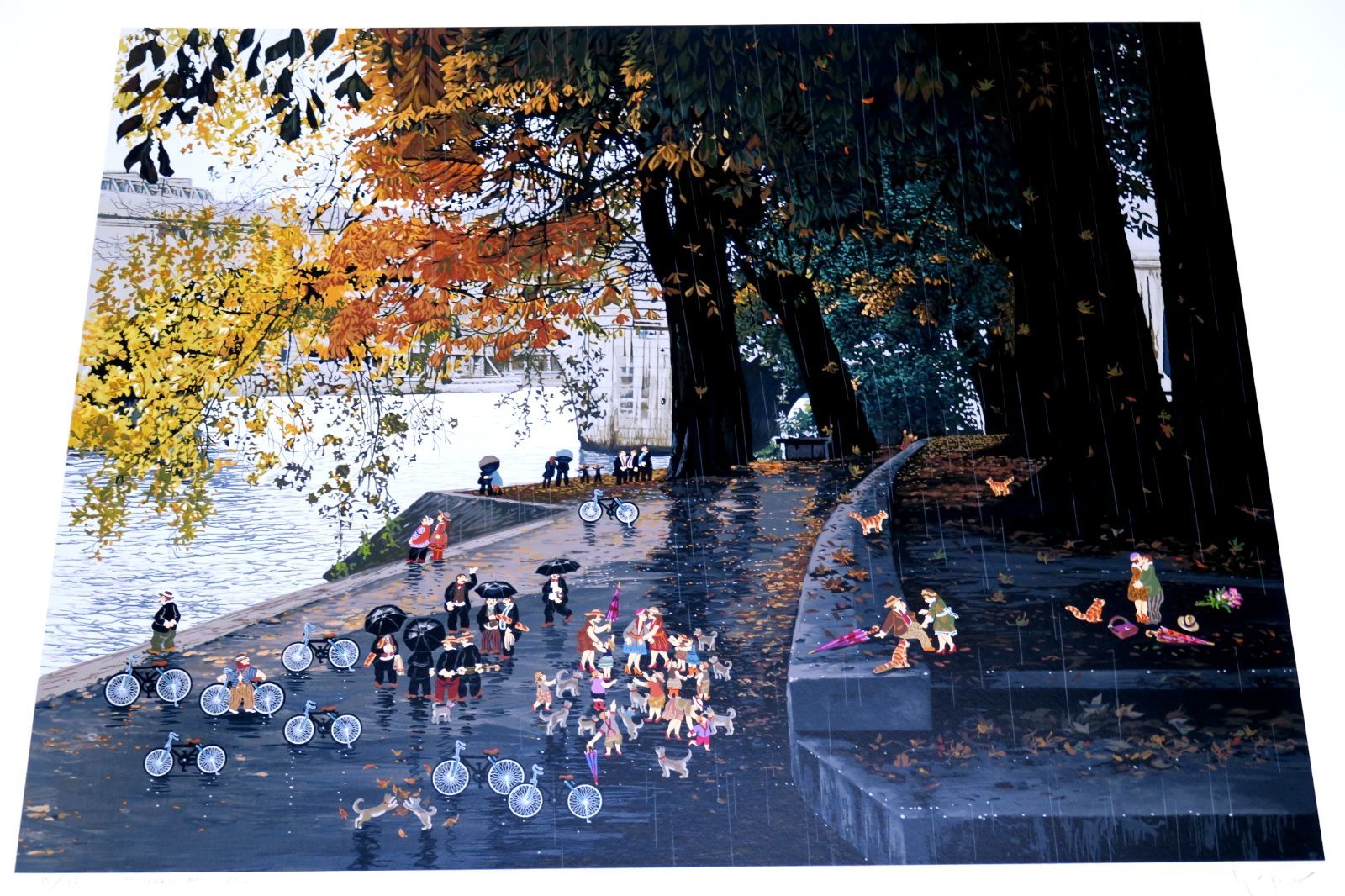 ヒロ・ヤマガタ】 セーヌ川にて シルクスクリーン 山形博導 大判：額装